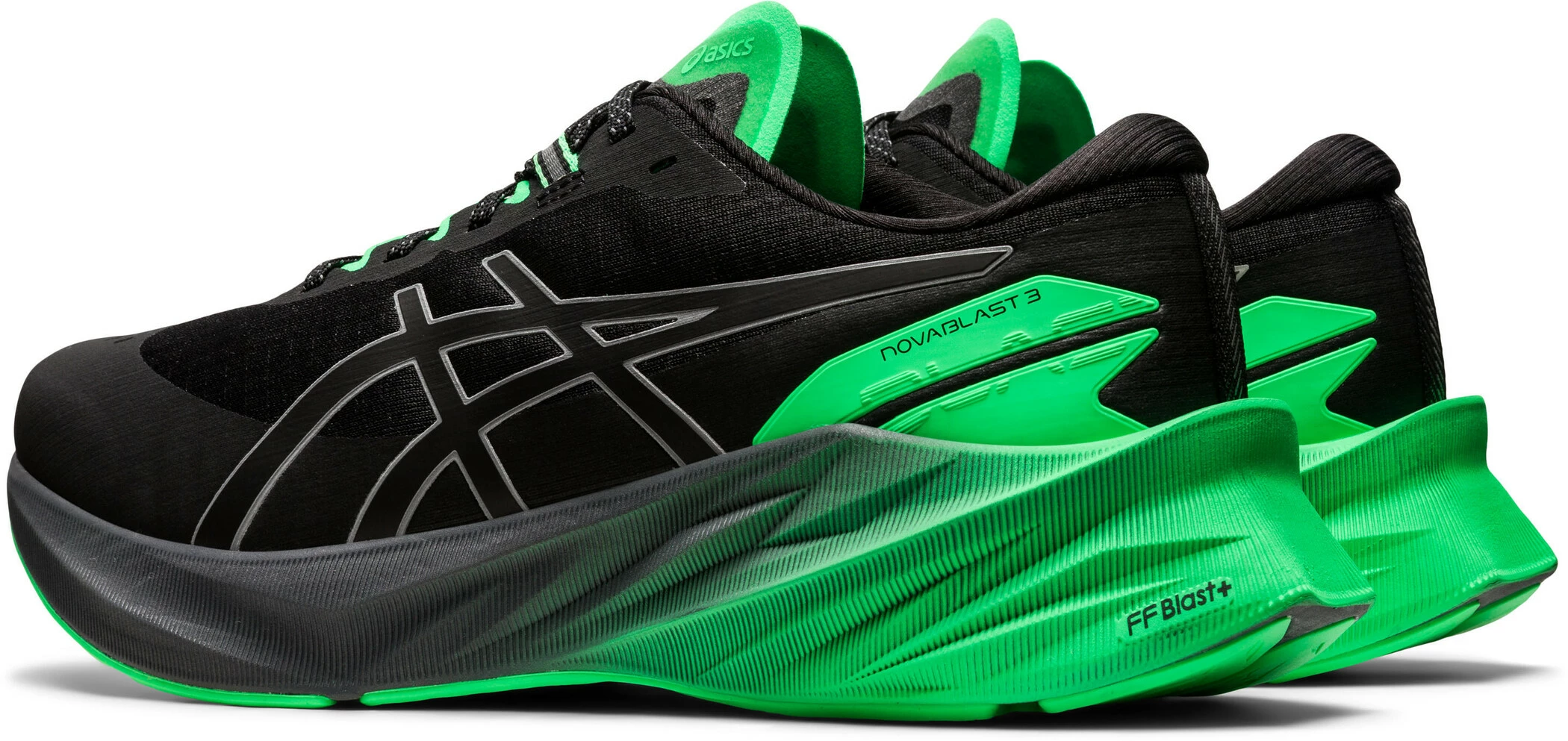 asics Novablast 3 Lite-Show Shoes Men, zwart/groen Asics Novablast 3 Lite-Show Shoes Men, Zwart/groen -Scarpa®-winkel asics novablast 3 lite show shoes men black new leaf 7